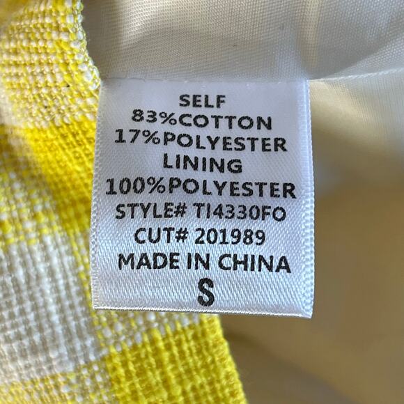 Fore Yellow White Checkered Tweed Crop Shirt Full Zip Back Lined Small Retro - Picture 6 of 8